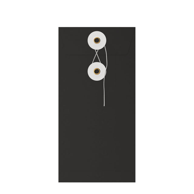 Coloured envelopes with string and washer closure Black + White 220 x 110 mm (DL)
