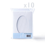 Valkoiset kolmiosaiset kortit, ovaali aukko – pakkaus