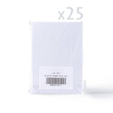 Valkoiset kolmiosaiset kortit, vasaroitu pinta ja ovaali aukko – pakkaus