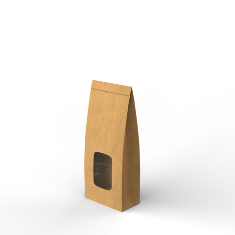 Paper Kraft Food Bags Manila 200 x 95 mm Window