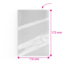 Ylhäältä avoin pussi sellofaanista