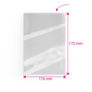 Ylhäältä avoin pussi sellofaanista