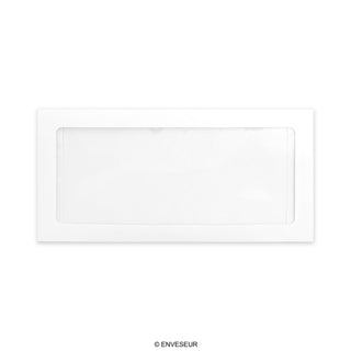 Valkoinen kirjekuori suurella ikkunalla 110x220 mm (DL)
