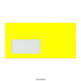 Neonkeltainen ikkunallinen kirjekuori 110x220 mm (DL)
