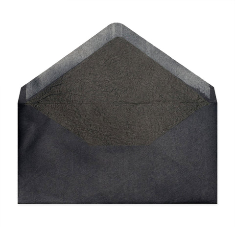 Paper Lined Envelopes Black + Black Fancy Paper 110 x 220 mm (DL)