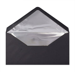 Paper Lined Envelopes Black + Silver Foil 110 x 220 mm (DL)